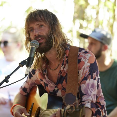 Paul McDonald singing on Fort Myers Beach